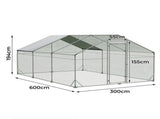 Pawz 600x300x194cm Large Metal Walk-in Chicken Coop Cage PT1265-600