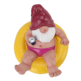 Pool Floater Gnome Statue Resin Pool Party Relaxing Funny Garden Floating Gnome Figurine for Outdoor V1294-YM0901-3111250053411