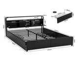 Artiss Queen Metal Bed Frame 4 Drawers Hidden Storage Headboard HEDY MBED-D-HEDY-Q-BK-ABC