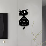 Black Gray Cat Wall Clock Unique Home Decor Silent Wall Clock Cat Decor Australia Modern V1347-115-GRA-17543
