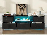 140cm Black LED TV Cabinet Entertainment Unit with Power Outlets V178-59320