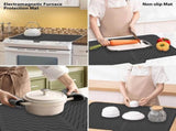 Silicone dish draining mat with integrated rim, heat-resistant, eco-friendly, waterproof, and V1188-MS-313-0426