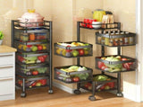 CARLA HOME Metal 5-Tier Rolling Vegetable and Fruit Basket Cart Stand for Kitchen & Storage LSB-36270