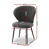 Artiss 4x Dining Chairs Sherpa Boucle Wing Back Grey UPHO-C-DIN-2514-GYX4