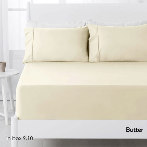 Hotel Living 250TC Polyester Cotton Fitted Sheet Set Butter Double V442-GHT-SHEETS-250TCCOMBO-BUTTER-DS