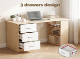 Artiss Computer Desk Drawer Shelf Oak White 120CM FURNI-B-DESK120-MAP-AB