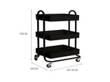 Levede 3 Tiers Kitchen Trolley Cart Black HO0576-3-BK_NZ