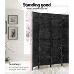 Artiss 8 Panel Room Divider Screen 326x170cm Woven Black RD-C-8001-8P-BK