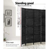 Artiss 8 Panel Room Divider Screen 326x170cm Woven Black RD-C-8001-8P-BK