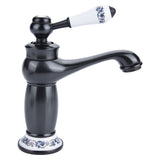 Floral Pattern Single Handle Mixer Tap Cold/Hot Water Faucet for Bathroom Basin Sink V1294-YM0727-JY07252-04