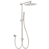 Brushed Nickel Dual Round 12" Stainless Steel Rain Shower Head Metal Handheld Sliding Rail Arm Set V1233-SC842BSSS019CBNKSR112N