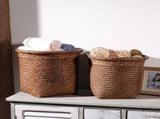Woven Can,Small Rattan Wastebasket with Open Top,Multi-Purpose Storage Bin for Bedroom,Bathroom and V1369-AZ3-W-14155