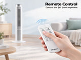 Devanti Tower Fan with Remote Control, 3 Speed 3 Mode 7.5h Timer, White TF-RC-01B-WH