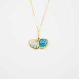 Gift Box - Aroma Necklace 925 Silver, Gold coated - Green Shell Ocean Breeze Purify V760-GBAJ - 13