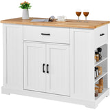 VEVOR Kitchen Island Cart Storage Cabinet Serving Cart with Drawer & Shelves V952-BFBGDKYDCFBS8BJFXV0