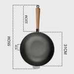 SOGA 31cm Commercial Cast Iron Wok Round Bottom FryPan Home Cooking Skillet ZPAI012NOLID