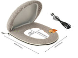 USB-Powered Heated Toilet Seat Cover Set with Soft Plush Fabric, Adjustable Temperature & Timer, V1341-ZY-MHRZXXBW-KHAKI