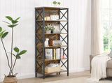 6 Tier Tall Bookshelf, Rustic Brown V1127-AU-CS03-BRN