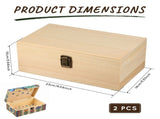 2-Pack Unfinished Wooden Box Hinged Lid & Clasp, Blank DIY Surface, Ideal for Rings, Necklaces & V1369-AZ3-W-12055