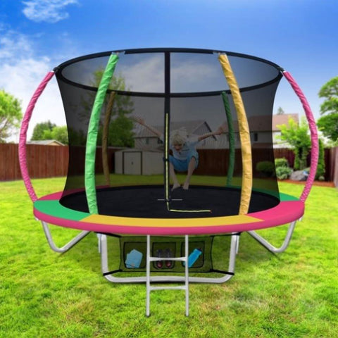 Everfit 8FT Trampoline for Kids w/ Ladder Enclosure Safety Net Rebounder Colors TRAMPO-C-C8-MC