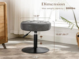 Adjustable Vanity Stool, 360 Swivel Chair for Makeup Room, Gray Faux Leather Stool for Bathroom & V1258-DP02-C-1418