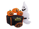 6ft Halloween Ghost Pushing Pumpkin Cart Decor IP44 with Blower LED Lights Outdoor V1294-YM0901-3115230078411