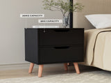 Artiss Double Bed Frame and Bedside Table Set Boucle Beige with Headboard Black Nightstand BFRAME-SET-DARA-SCAN-BS01