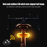 Wireless Bike Turn Signal Tail Lights with Remote Control USB Rechargeable LED Safety Light V1366-AZ2-W-11674