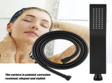 Matte Black Brass Square Handheld Shower Head Bathroom Sprayer Handshower with Hose V1294-YM0727-JY15299