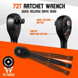 SEDY 12Pcs 1/2" Drive Socket Wrench Set CR-V 72T Ratchet Metric 10-19mm Holder V465-84112
