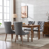 AADEN Modern Elegant Button-Tufted Upholstered Fabric with Studs Trim and Wooden legs Dining Side V226-SW6801GY