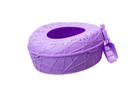 YES4PETS XL Portable Cat Toilet Litter Box Tray House with Scoop Purple V278-MSP-0005-PURPLE