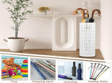 Metal Umbrella Stand, Circular Freestanding Entryway White V1370-AZ4-11682