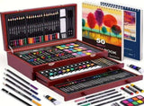 Purple 175-Piece Deluxe Art Set with 2 Drawing Boards, Wax Crayons, Acrylic Paints, Colored Pencils, V1106-MSHB175002