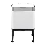 Cefito 40L Press Top Trash Can Kitchen Rubbish Bin Moblie Stainless Steel White RB-B-40L-S18-LEG-WH