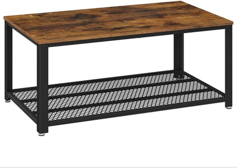 Coffee Table with Metal Frame Storage Shelf Rustic Brown V178-11840