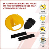 2x Flip N Slide Bucket Lid Mouse Rat Trap Automatic Mouse Trap With Ladder Reusable V63-836381