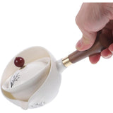 Ceramic Side Handle Teapot with Filter for Loose Tea Brewing V1192-AZ-W-21371