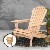 Gardeon Adirondack Outdoor Chairs Wooden Beach Chair Patio Furniture Garden Natural FF-BEACH-CHAIR-NTL