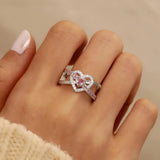Dainty Infinity Heart Promise Ring Women 925 Sterling Silver Pink Love CZ Birthstone Cute Ring V1188-CYX-J02-2021