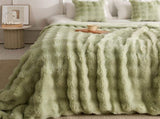 Green Luxury Tuscany Fleece Rabbit Fur Bubble Blanket - Double-Sided Thickened Soft Plush Large V888-ELOSUNG49339