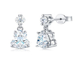 Elegant S925 Silver Moissanite Gourd Earrings with Round Stud and Pear-Shaped Drops, 8 Hearts 8 V1341-ZY-HPPLW2PG-SILVER-2CARAT