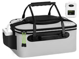 10 Gallon Foldable Fishing Bucket Portable Aerator EVA Live Bait Bucket Quiet Air Pump - Black V1107-133-98516-BLK-10GALLON