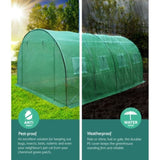 Green Fingers Greenhouse 4x3x2M Walk in Green House Tunnel Plant Garden Shed Dome GH-POLY-E-40X30-D-GR