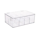 Plastic Tea Bag Divided Storage Organizer Container Box with Hinge Lid for Kitchen V1369-AZ3-W-21094
