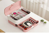 Cosmetic Storage Box 2 Layers Drawer Large Capacity Portable Makeup Storage Box with Handle for Nail V1294-YM0626-3117220310311