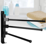 Home Hotel Bathroom Space Aluminum Moveable Multiple Rod Towel Rack Holder Storage OrganizerBlack 3 V1294-YM0901-3112200041816
