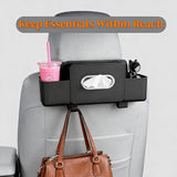 New Car Seat Back Storage Box, 3-in-1 Multifunctional Car Organizer with Cup Holder, Tissue Box, V1366-AZ2-W-10737