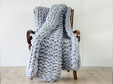 Hand Knitted Chunky Blanket Thick Acrylic Yarn Blanket Home Decor Throw Rug - Grey V63-834771