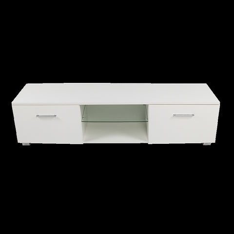 TV Cabinet Entertainment Unit Stand High Gloss Storage Shelf 140cm White V63-837811